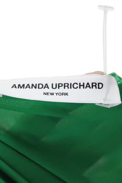 Amanda Uprichard Womens Ruffled Short Sleeves Blouse Green Size Medium