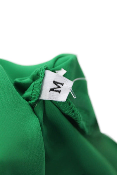 Amanda Uprichard Womens Ruffled Short Sleeves Blouse Green Size Medium