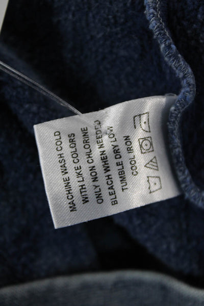 Tularosa Womens Ruffled Crew Neck Sweatshirt Blue Cotton Size Extra Small