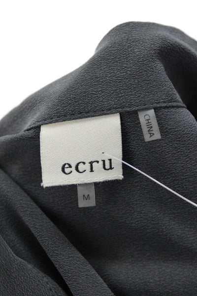 Ecru Womens Silk Sleeveless Button Down Tank Top Grey Size Medium