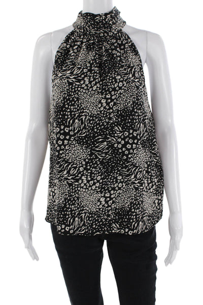 Joie Womens Animal Print Halter Top Blouse Black White Size Medium