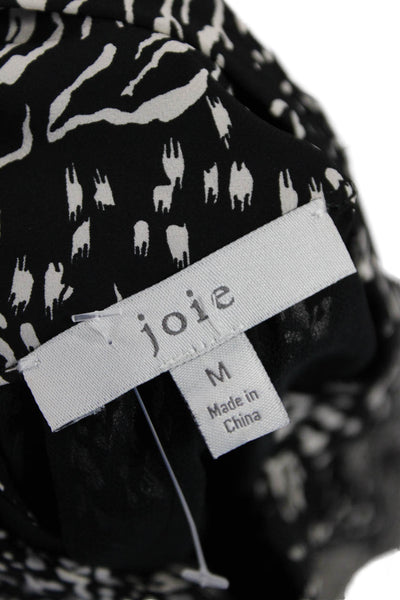 Joie Womens Animal Print Halter Top Blouse Black White Size Medium