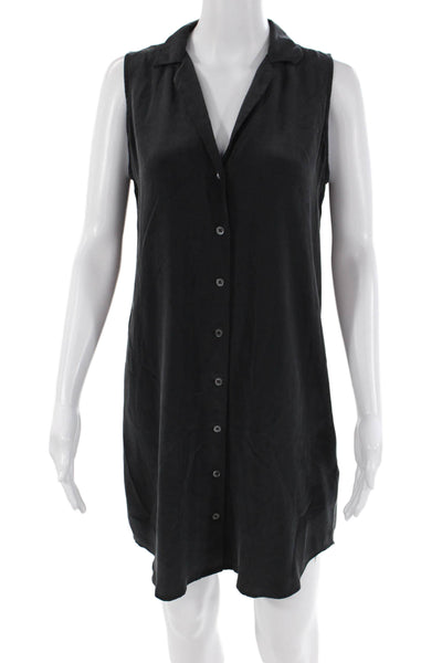 Equipment Femme Womens Silk Button Down Shirt Dress Black Size Extra Small