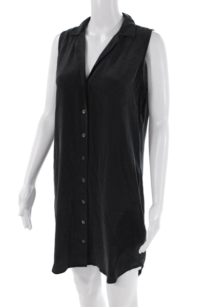 Equipment Femme Womens Silk Button Down Shirt Dress Black Size Extra Small