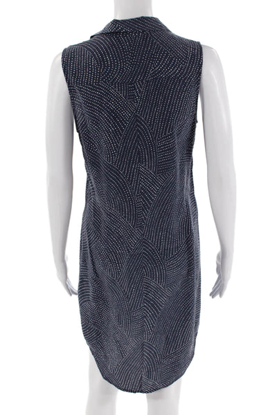 Equipment Femme Womens Spotted Button Down Dress Blue White Size Extra Small