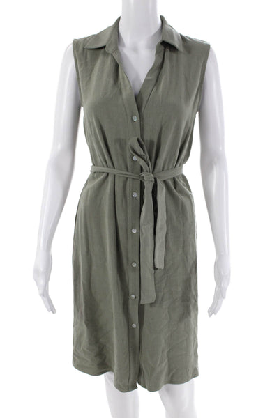 Drew Womens Collared Button Up Morgan Army Belted Mini Dress Green Size XS