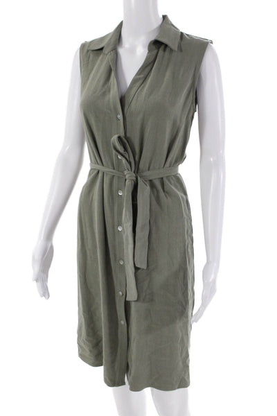 Drew Womens Collared Button Up Morgan Army Belted Mini Dress Green Size XS