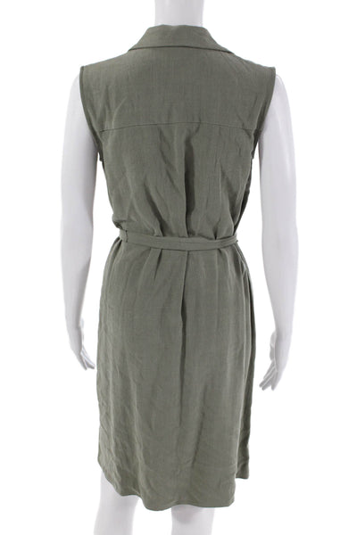 Drew Womens Collared Button Up Morgan Army Belted Mini Dress Green Size XS