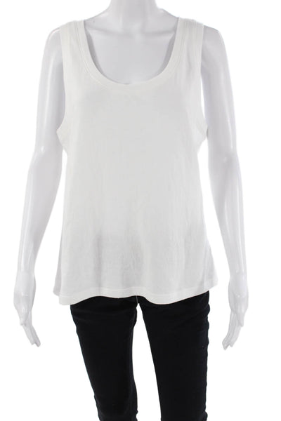 Drew Womens Cotton Round Neck Sleeveless Elle Pullover Tank Top White Size L