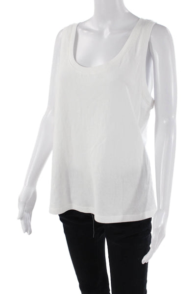 Drew Womens Cotton Round Neck Sleeveless Elle Pullover Tank Top White Size L
