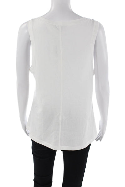 Drew Womens Cotton Round Neck Sleeveless Elle Pullover Tank Top White Size L