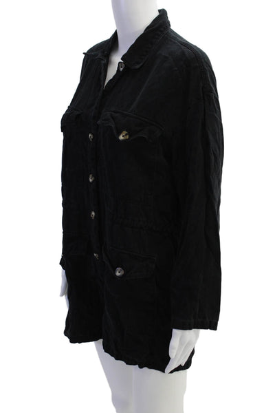Zara Womens Collared Long Sleeve Button Up Romper Black Size M