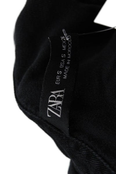 Zara Womens Collared Long Sleeve Button Up Romper Black Size M
