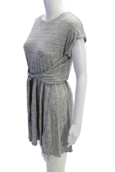 Rebecca Taylor Womes Short Sleeve Tie Front A Line Mini Dress Gray Size XS