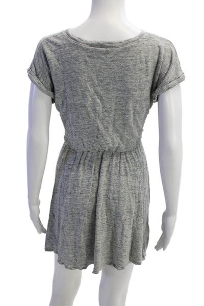 Rebecca Taylor Womes Short Sleeve Tie Front A Line Mini Dress Gray Size XS