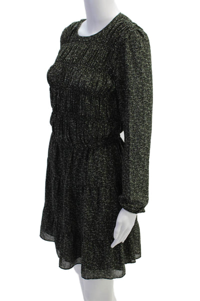 Michael Michael Kors Womens Long Sleeve Floral Smocked Dress Green Size 00