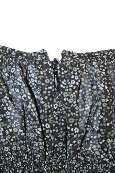 Michael Michael Kors Womens Long Sleeve Floral Smocked Dress Green Size 00