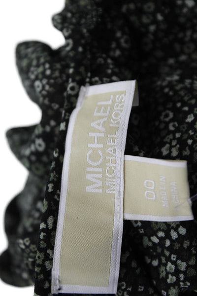Michael Michael Kors Womens Long Sleeve Floral Smocked Dress Green Size 00