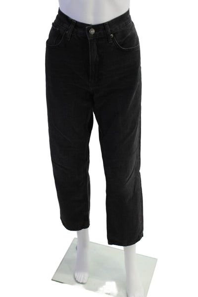 Zara Womens High Rise Tapered Leg Jeans Black Size 8