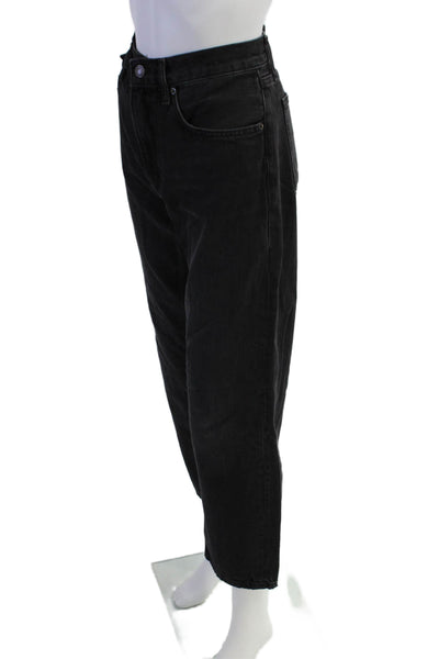 Zara Womens High Rise Tapered Leg Jeans Black Size 8