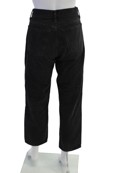 Zara Womens High Rise Tapered Leg Jeans Black Size 8