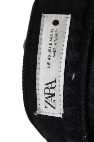 Zara Womens High Rise Tapered Leg Jeans Black Size 8