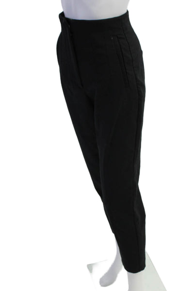Zara Womens Pleated High Waisted Slim Fit Trousers Black Size XS