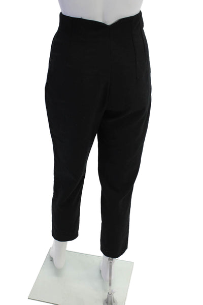 Zara Womens Pleated High Waisted Slim Fit Trousers Black Size XS