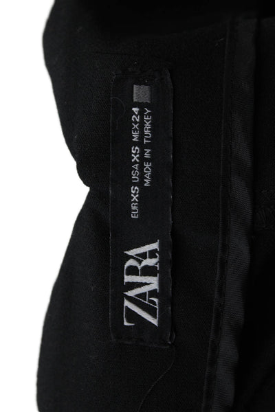 Zara Womens Pleated High Waisted Slim Fit Trousers Black Size XS
