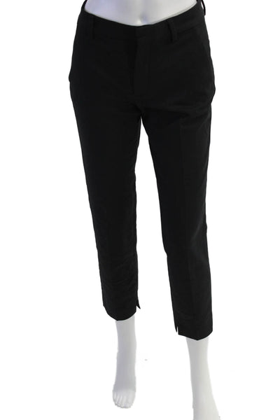 Zara Woman Womens Flat Front Solid Straight Trousers Black Size S