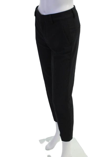Zara Woman Womens Flat Front Solid Straight Trousers Black Size S