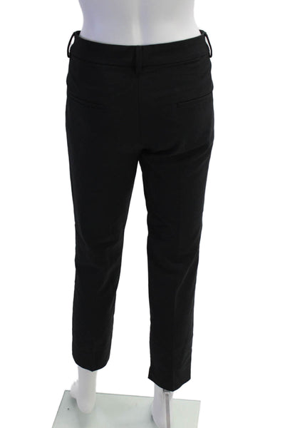 Zara Woman Womens Flat Front Solid Straight Trousers Black Size S