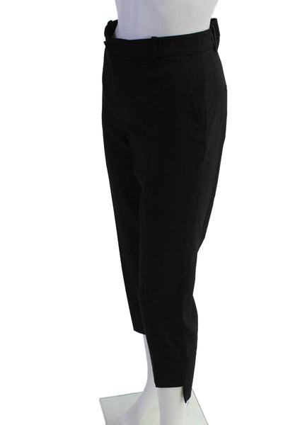 Zara Womens Solid Flat Front Trousers Black Size 8
