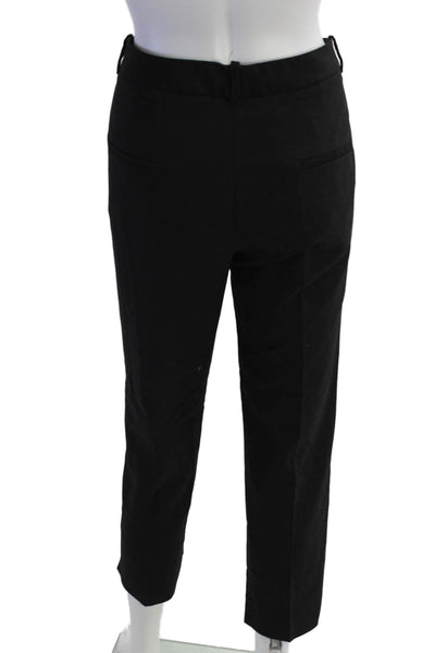 Zara Womens Solid Flat Front Trousers Black Size 8