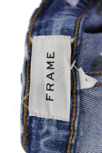 Frame Womens Le Sylvie Crop Distressed Straight Jeans Blue Size 24