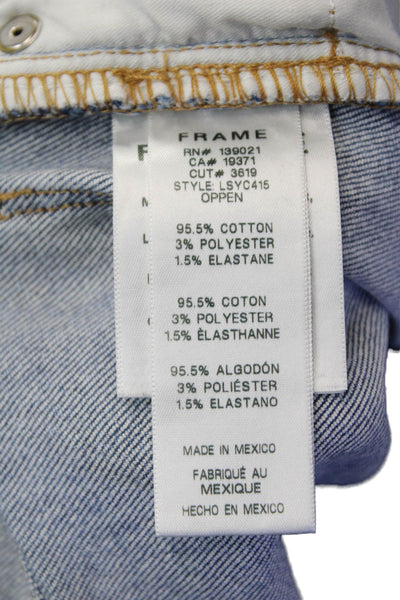 Frame Womens Le Sylvie Crop Distressed Straight Jeans Blue Size 24
