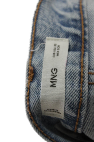 MNG Womens Distressed Light Wash Denim Mini Skirt Blue Size XS