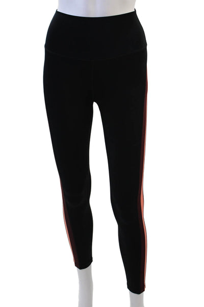 Splits59 Womens Striped Sides Pull On Leggings Black Size Extra Small