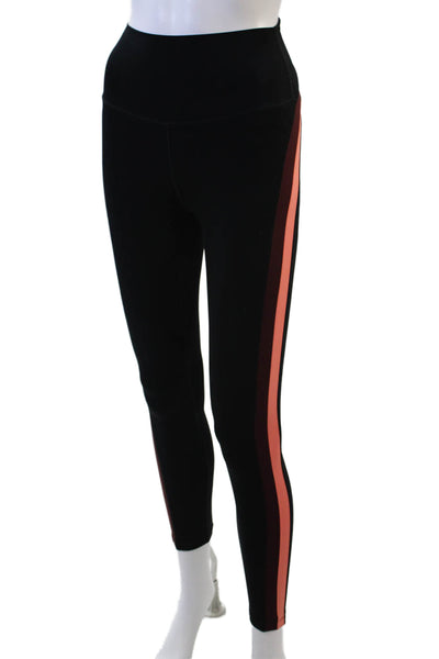 Splits59 Womens Striped Sides Pull On Leggings Black Size Extra Small