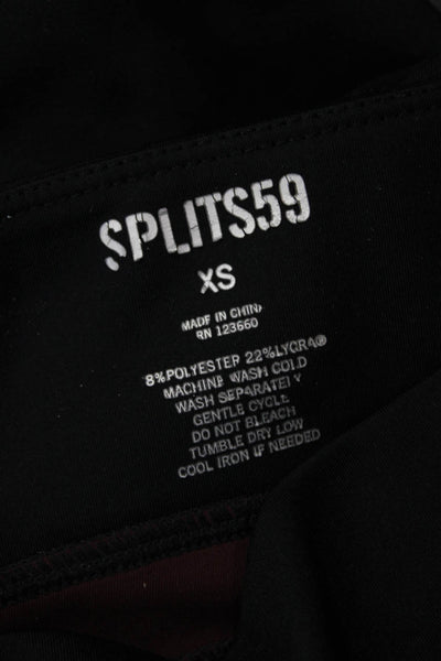 Splits59 Womens Striped Sides Pull On Leggings Black Size Extra Small