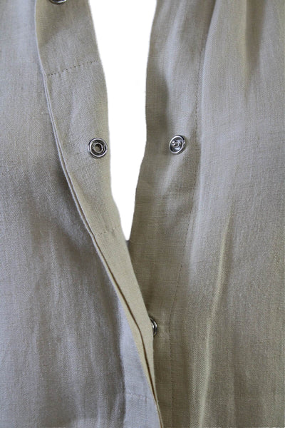 Anthropologie Womens Linen Long Sleeves Button Down Shirt Dress Beige Size 4