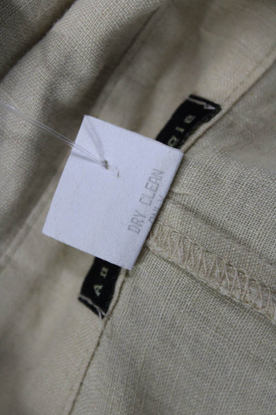 Anthropologie Womens Linen Long Sleeves Button Down Shirt Dress Beige Size 4