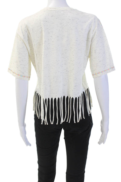 Ganni Womens Cotton Short Sleeve Round Neck Top Cream Size 2XS