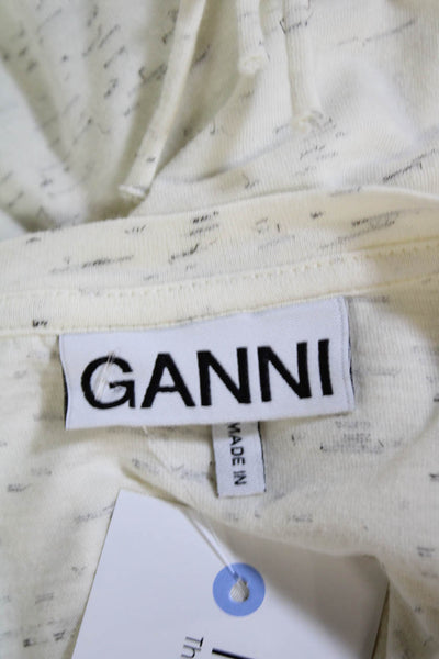 Ganni Womens Cotton Short Sleeve Round Neck Top Cream Size 2XS