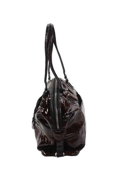 Brighton Womens Textured Lined Full Zip Animal Print Shoulder Bag Brown OS