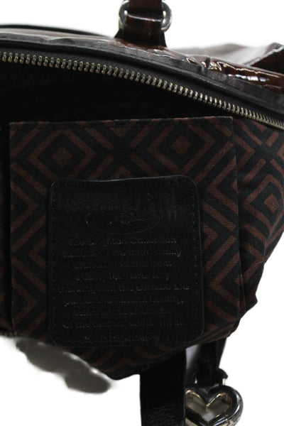 Brighton Womens Textured Lined Full Zip Animal Print Shoulder Bag Brown OS
