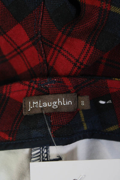 J. Mclaughlin Womens Plaid Print Five Pocket Skinny Leg Pants Red Size 8