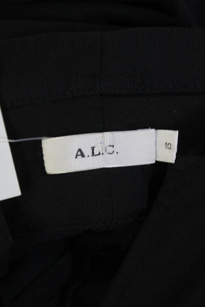 ALC Womens Cotton Pleated Waist Pocketed Belted Detail Pants Black Size 10