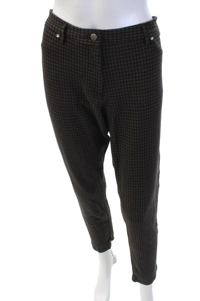 J. Mclaughlin Womens Geometric Print Pocketed Skinny Leg Pants Brown Size 14