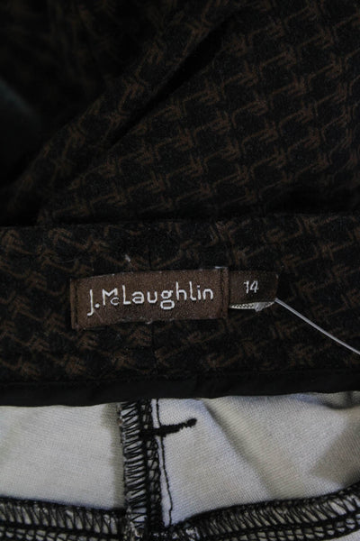 J. Mclaughlin Womens Geometric Print Pocketed Skinny Leg Pants Brown Size 14